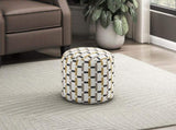 Cylindrical Pouf Multi-Color Jacquard Fabric Upholstery Modern Ottoman, Footstool, Non-Slip Floor B011P251653