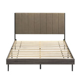 Brown and Weathered Grey Upholstered Queen Bed B062P181288