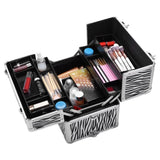 ZNTS 3 in 1 Aluminum Cosmetic Makeup Case Tattoo Box White Zebra Print 25171058