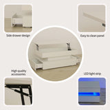 ZNTS White Color Three-Tier Foldable Coffee Table with Drawers for Living Room Home Furniture W650P263502