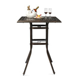 Patio Bar Height Table, All-Weather Cast Aluminium Square Bar Bistro Table with 2" Umbrella Hole, 72740322