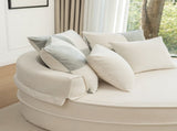 Oversized Round Accent Barrel Chair with 5 Pillows Soft Chenille Upholstered Armchair Lazy Lounge W1170P283146