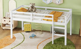 ZNTS Solid Wooden, Rubber Wooden Twin Loft Bed with Ladder, Bed Platform of Strengthened Slats , White W504P190951