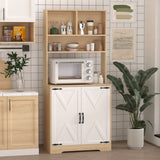 Pantry Cabinet with 2 Doors, 3-Tier Modern Kitchen Cabinet with Shelves, Freestanding Larder W409P225879
