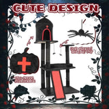 53" Gothic Cat Tree with Coffin Bed, Large Cat Tower with Spacious Cat Condo, Scratching Posts, 75318798