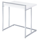 White High Gloss Rectangular Top Snack Table with Metal Legs B062P156868