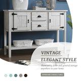 48'' Solid Wood Sideboard Console Table with 2 Drawers and Cabinets and Bottom Shelf, Retro Style W120270249