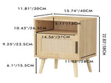 22.83'' H Rattan Nightstand, Side Table with Door Open Shelf, Accent Bedside End Table with Solid 77438934