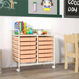 12-Drawer Rolling Storage Cart - 2-Row 10-Storey, Multicolor Drawers, 4 Wheels , White 02949175