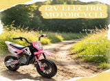 Pink 12V Kids Electric Ride On Motorcycle with Twist Grip Throttle, Training Wheels, Rear 84268668