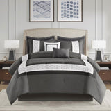 8 Piece Embroidered Comforter Set Dark Grey Queen B035P266658
