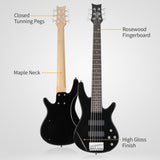 ZNTS Full Size GIB 6 String H-H Pickup Electric Bass Guitar Bag Strap Pick 43681699