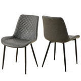 Dark Grey Leathaire Dining Chairs Set of 2,Mid-Century Modern Leathaire Chairs Kitchen Living Room W1164P225826