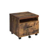 Industrial Style 1pc Cabinet with Drawer and Shelf Caster Wheels Wooden Weathered Oak Finish, B2741P334827