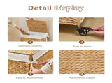 100L 2-Section Laundry with Lid and Wheels, Woven Natural Water Hyacinth Rolling Laundry 17904538