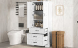 Tall Bathroom Storage Cabinet, Cabinet with Two Doors and Drawers, Adjustable Shelf, MDF Board, N725P206123K