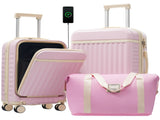 Front Opening Luggage Set 3 Piece, Hardside Carry on Suitcase with USB Port, Expandable Luggage with 21940538
