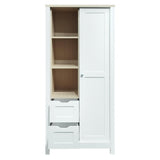 ZNTS Bedroom Storage Wardrobe with Hanging Rods and 2 Drawers and Open Shelves,Sliding Door,White 56629304