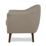 ZNTS Beige Fabric Upholstered Accent Chair 1pc Espresso Finish Legs Button Tufted Solid Wood Furniture B011P182503