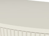 Artisan-Crafted Wave-Pattern Demi-Lune Console Table with Creamy White Finish,Unique Half Moon 23846841