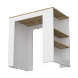 Kitchen Island Doyle, Three Side Shelves, White and Light Oak Finish B092123132