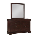 1pc Cherry Finish Six Drawers Louis Philip Dresser Solid Wood Contemporary Sleek Ample Storage B011P170033
