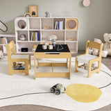 3-in-1 Kids Study Table & Chairs Set - Multi-Functional Activity Table with Detachable Blackboard W2700P311797