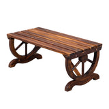 2-Person Rustic Garden Bench, Outdoor Wagon Wheel Porch Bench for Backyard Patio Garden, Brown 68112040