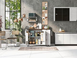 K&K 54.5" Farmhouse Kitchen Island with Power Outlet, Kitchen Storage Island with Internal Storage N707P170349W