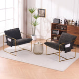 2 Chairs in 1 Box, Upholstered Hanging Armchair with Arm PocketsMetal frame, gold-plated W1901P147317