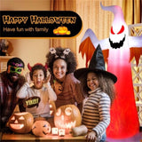 8FT Halloween Inflatable White Ghost - Rotatable Colorful LED Flame Lights, 190T Waterproof 76642105