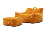 Giant Plush Bean Bag Chair for Adults with Armrests and Footstool -- Comfy Yellow Beanbag Chaise W1117P309392