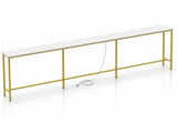 94.49"x7.87"x31.10" Extra Long Console Table, MDF Melamine Veneer & Iron Frame with Power Outlet, 83188920