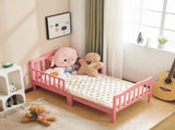 Single-layer vertical plank bed with side railings, pink, 135*75*62.5cm, wooden bed, pine, 90765179