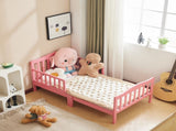Single-layer vertical panel bed with side rails, pink, 135*75*62.5cm, pine wood, children's bed 86927630