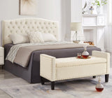 ZNTS Upholstered Tufted Button Storage Bench with nails trim,Entryway Living Room Soft Padded Seat with 65313741