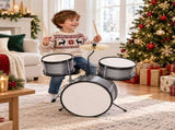 14" x 10" Kids 3-Drum, Poplar Wood Drum Kit with Brushed Gray Finish, Children's Beginner Drum 49485042