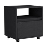 Austin Nightstand , End Table, Side Table Casters, Single Drawer-Black B07092130