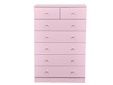 25.98"*15.75"*51.57" 6-tier 7-Drawer Cabinet Drawer Dresser with Gold Handles Macaron Pink 69590279