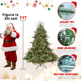 Artificial 7ft Green Christmas Tree with 2257 PE/PVC Mixed Branch Tips, 750L warm white led, memory 04434057