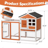 ZNTS 2-Story Wooden Rabbit Hutch Bunny Cage, Chicken Coop, Pet House for Small Animals, Orange + White W2181P151907