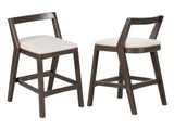 Jasper Indoor Rubberwood Barstool, Dark Brown Finished and Beige Upholstery, Set of 2 N775P336213D