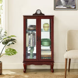 Curio Cabinet Lighted Curio Diapaly Cabinet with Adjustable Shelves and Mirrored Back Panel, W169392181