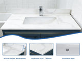 31-inch Quartz Bathroom Vanity Top, 3/4" Thick with Undermount Single Bowl Middle Sink, 4 Inch High W2699P459403