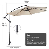 ZNTS 10ft Cantilever Patio Umbrella, Offset Hanging Outdoor Table Umbrella with Tilt Crank, 6 Sturdy 19848697