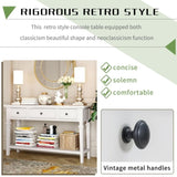 ZNTS Classic Retro Style Console Table with Three Top Drawers and Open Style Bottom Shelf, Easy Assembly 87021616