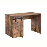 Home Office Desk Distressed Wood One Cabinet Three Shelves Faux Barn Door on Metal Euro Hinges B107P218345