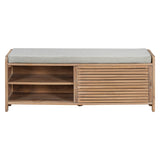 ZNTS TREXM Distressed Shutter Storage Bench with Acacia Veneer for Retro Charm for Living Room, Entryway N715P196968N