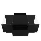 U-Can Led Coffee Table, Modern Center Table High-Gloss Finish and Glass Tabletop, Coffee Table N724P290056B