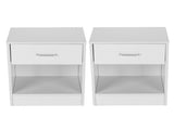 1-Drawer Bedside Table with Open Space 2pcs Particleboard with Textured Melamine Surface 99731564